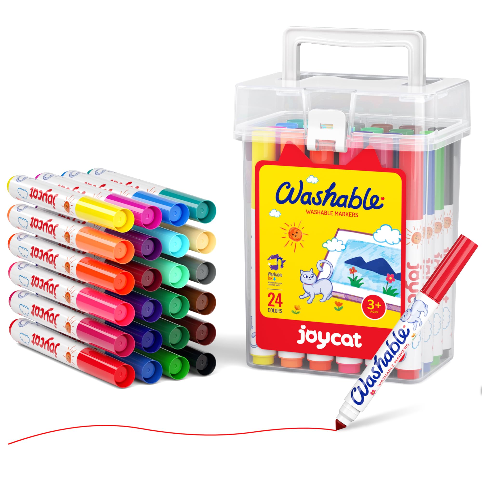 Amazon.com: JoyCat 24 Colors Washable Markers for Kids, Broad Line